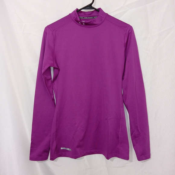 Under Armour Tops - Under Armour Cold Gear Mock Neck Womens Fitted Shirt Size Large Purple